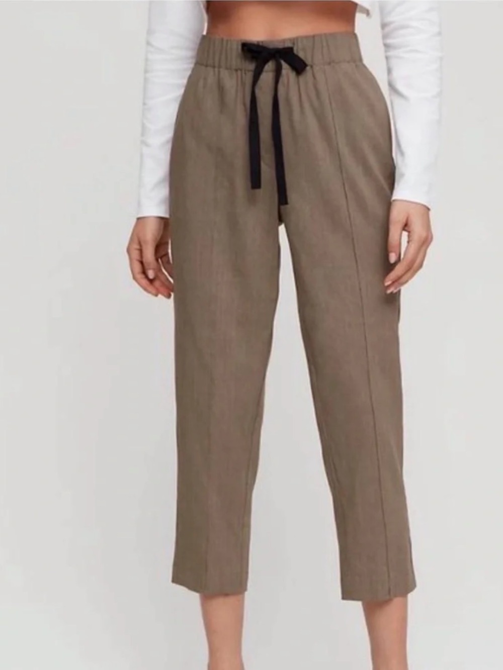 Aritzia Babaton Errol Day Linen Pant Morel Tan Brown Casual Women’s Size XL